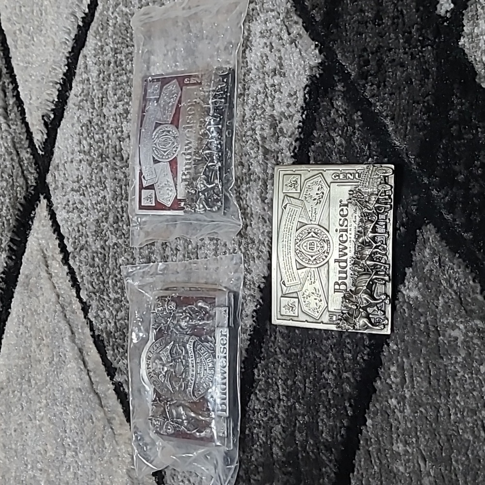 VINTAGE BUDWEISER CLYDESDALES STAGECOACH 3D RAISED BELT BUCKLES BUNDLE COLLECTIO